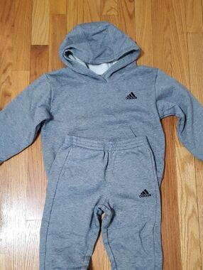 adidas Gray Kids Hooded Sweatshirt and Joggers Set